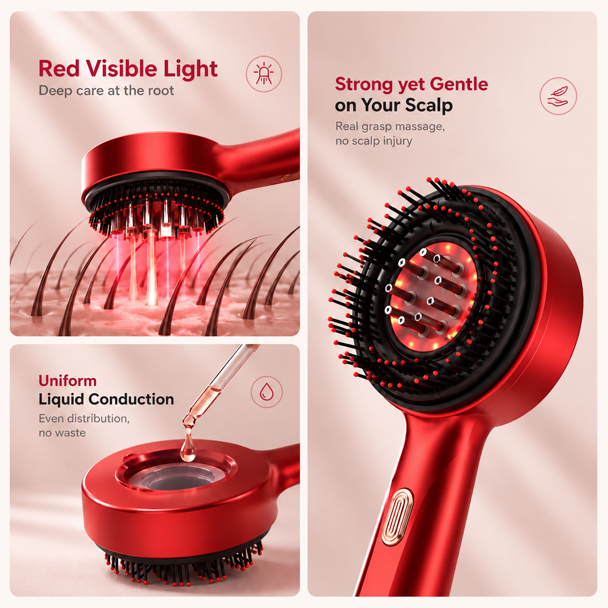 3-in-1 Scalp Red Light Massage Brush